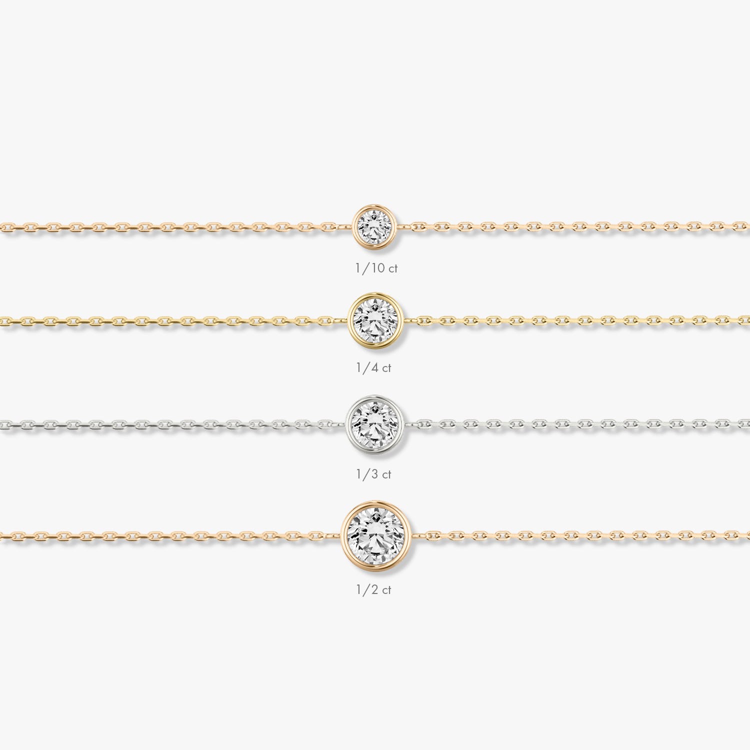 Bracelet solitaire en diamant de qualité supérieure cultivé en laboratoire avec lunette ronde brillante