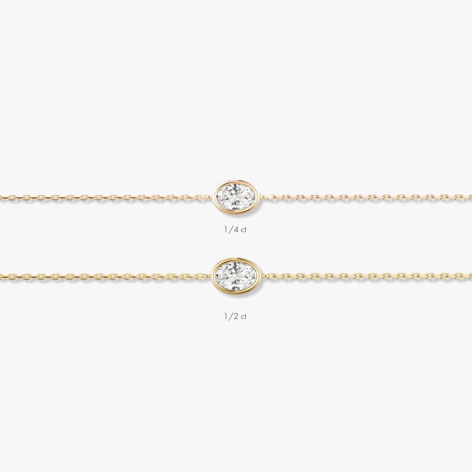 Bracelet solitaire en diamant de laboratoire de qualité supérieure avec lunette ovale