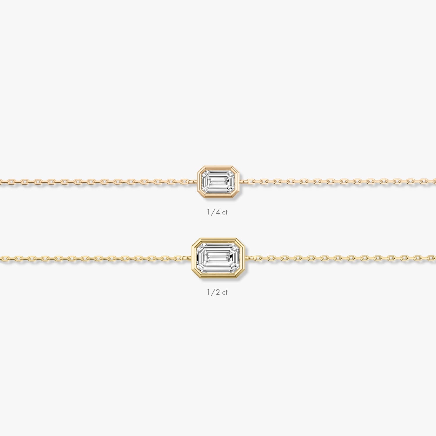 Bracelet solitaire en diamant de laboratoire de qualité supérieure avec lunette émeraude