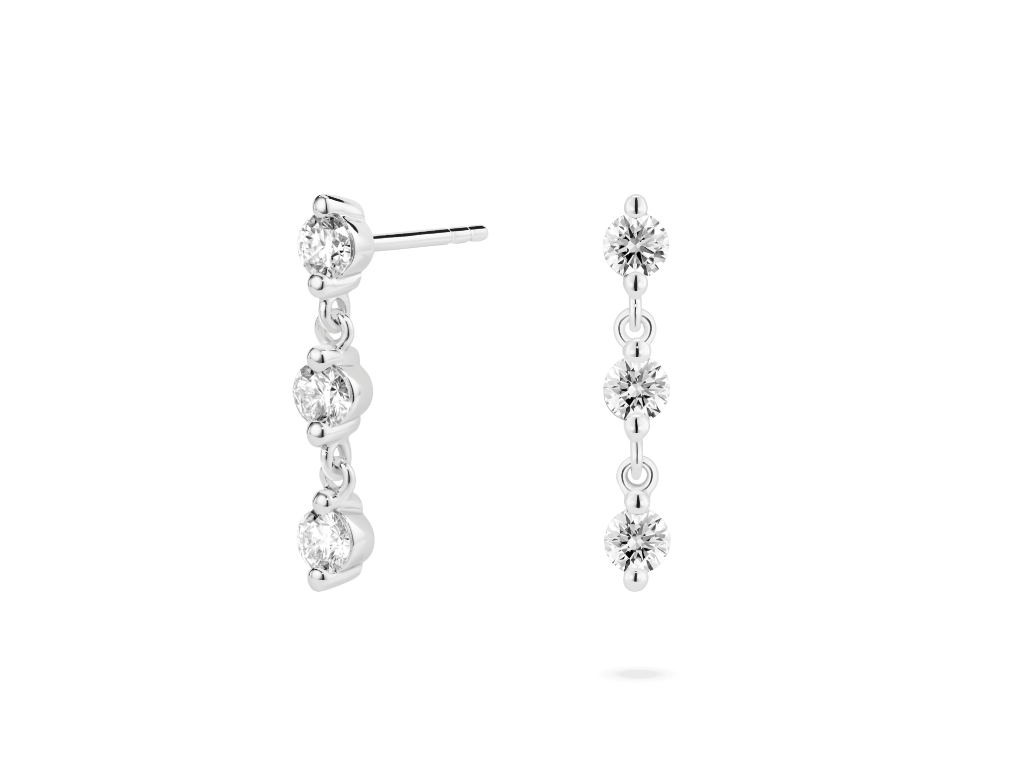 Boucles d'oreilles pendantes en diamants de qualité supérieure cultivés en laboratoire et taille brillant