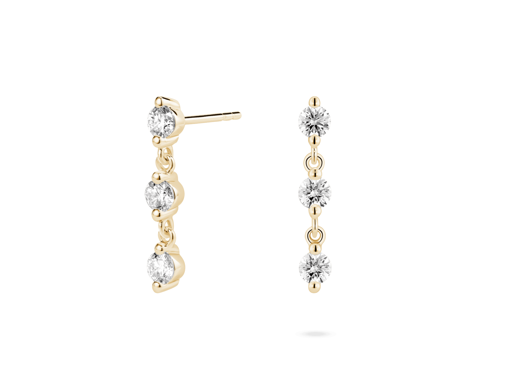 Boucles d'oreilles pendantes en diamants de qualité supérieure cultivés en laboratoire et taille brillant