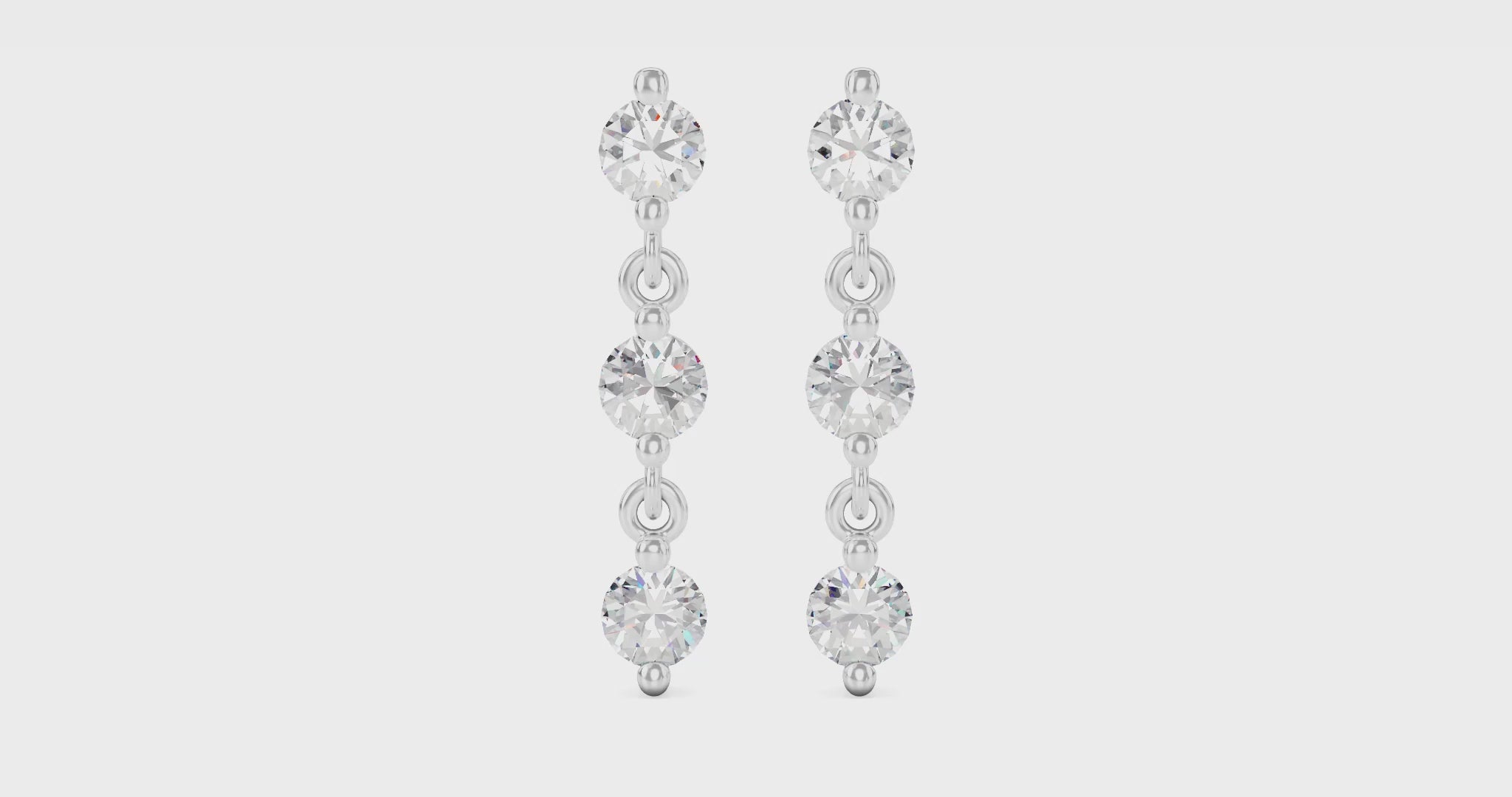 Boucles d'oreilles pendantes en diamants de qualité supérieure cultivés en laboratoire et taille brillant